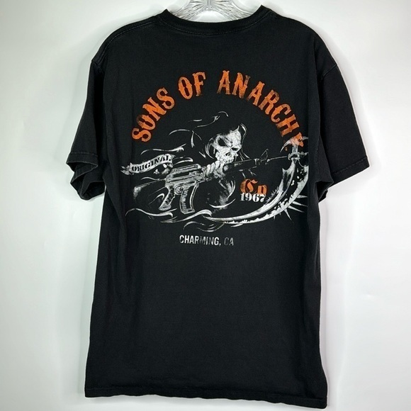 Sons Of Anarchy Charming, Ca Black Grim Tshirt Size Large - Picture 1 of 7